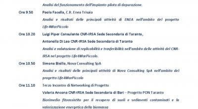 Programma dell'evento finale del progetto Life4MarPiccolo